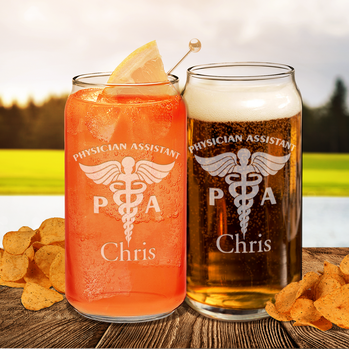 Personalized PA Physician Assistant Etched Glass