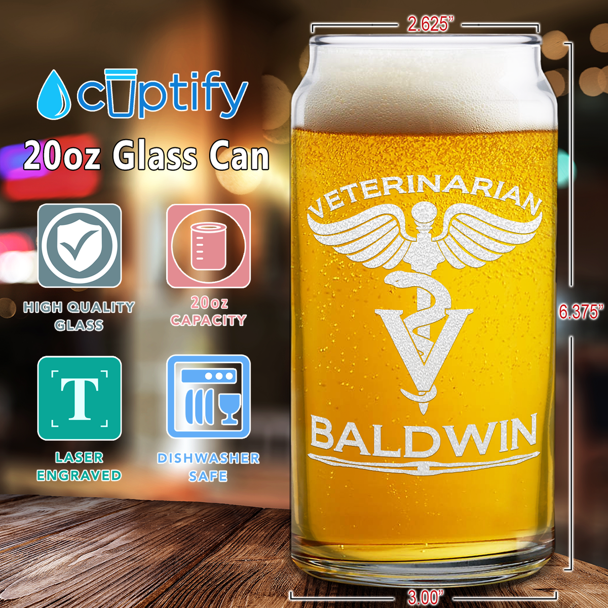 Personalized Veterinarian Etched Glass