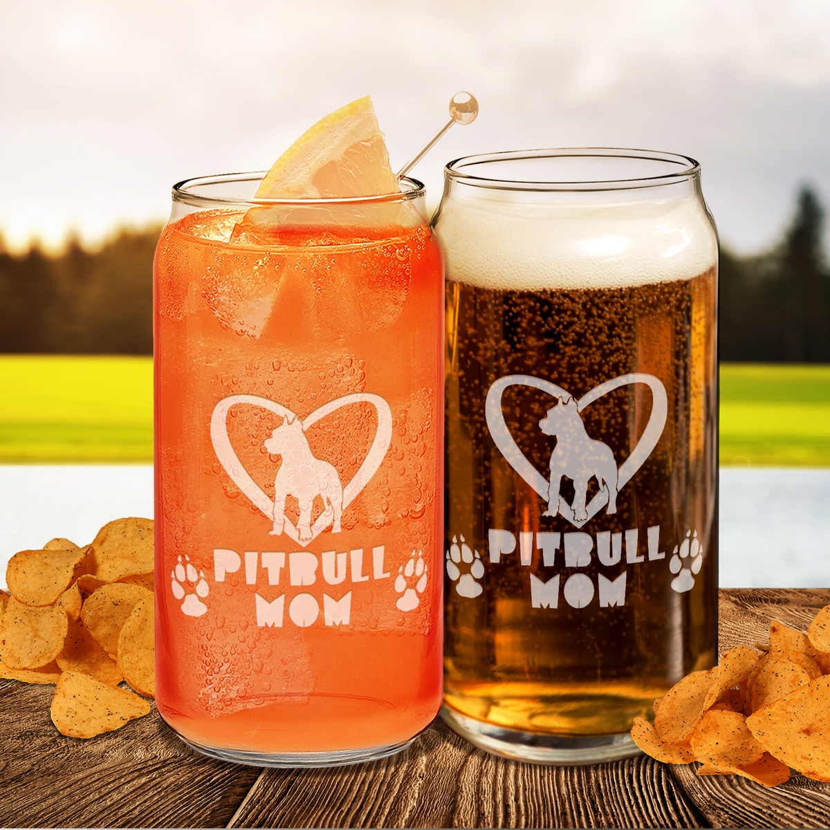  Pitbull Mom Etched on Glass