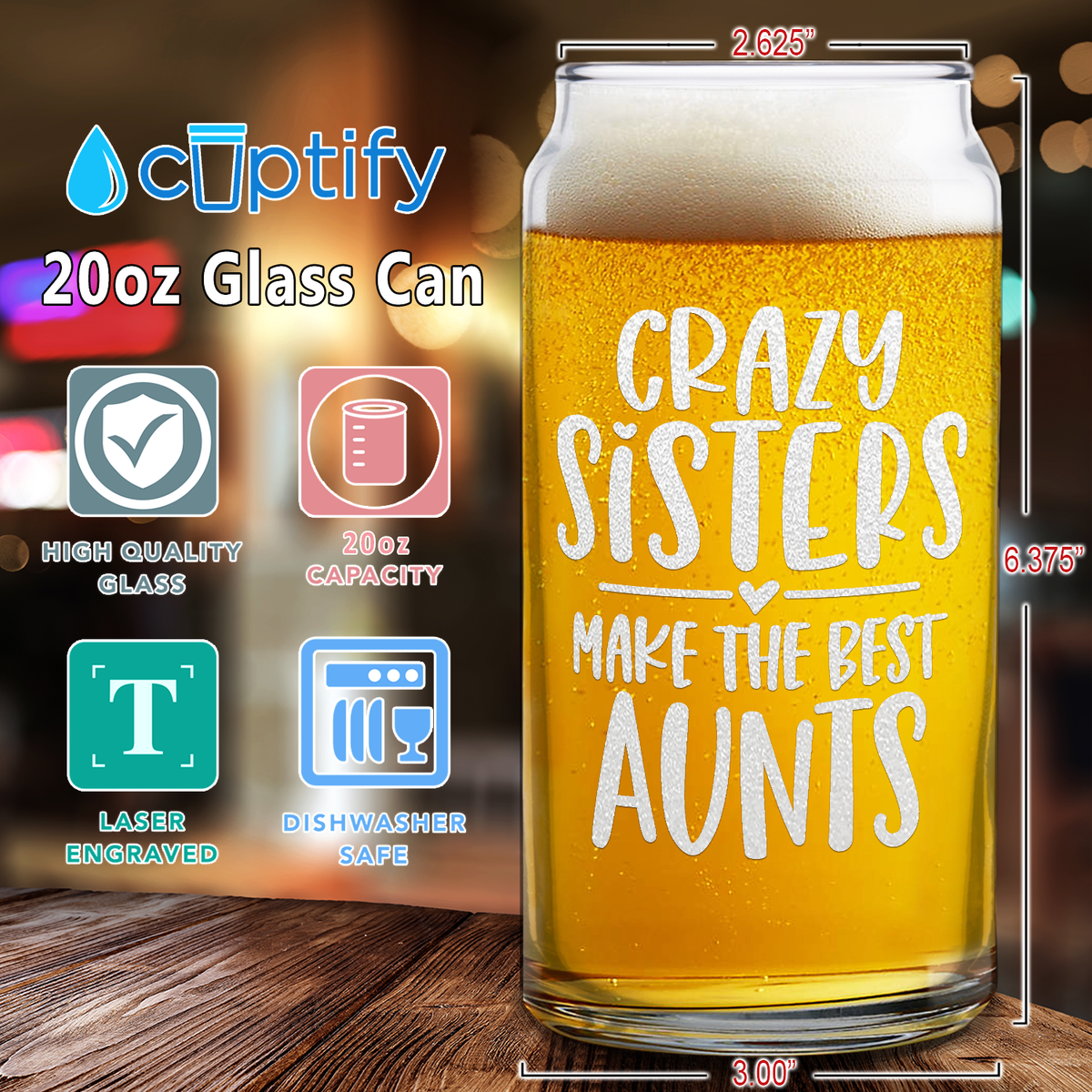  Crazy Sisters Best Aunts  Etched on Glass