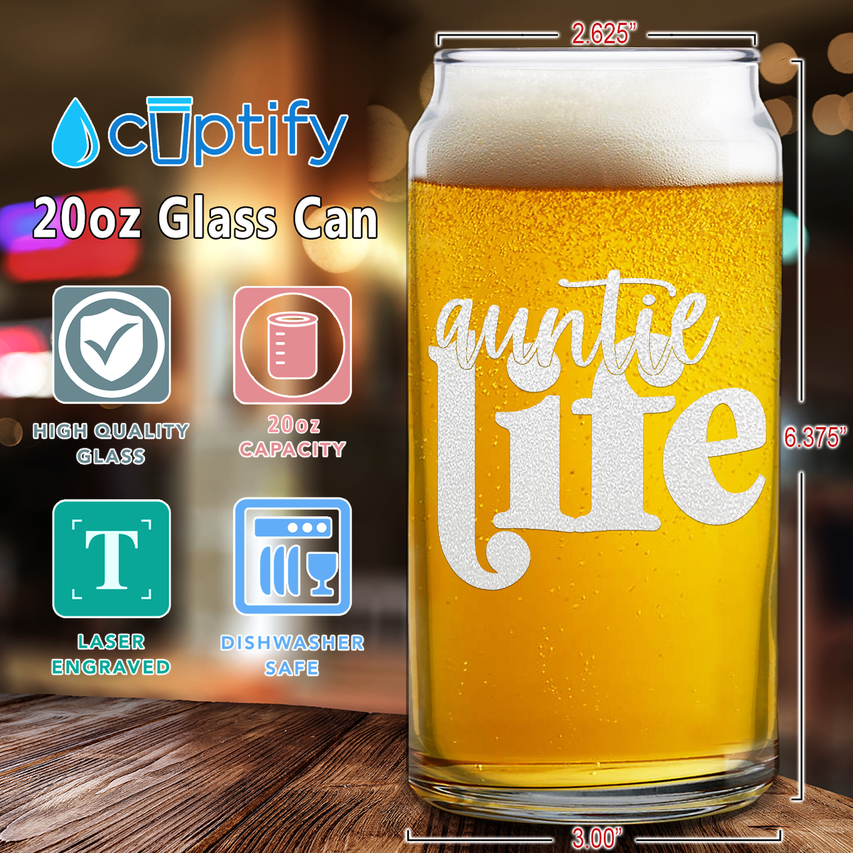  Auntie Life Etched on Glass