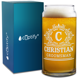  Personalized Groomsman Initial Etched on Glass