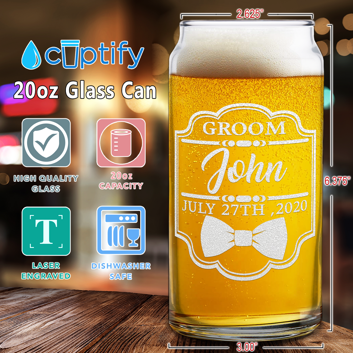  Personalized Groom Etched on Glass