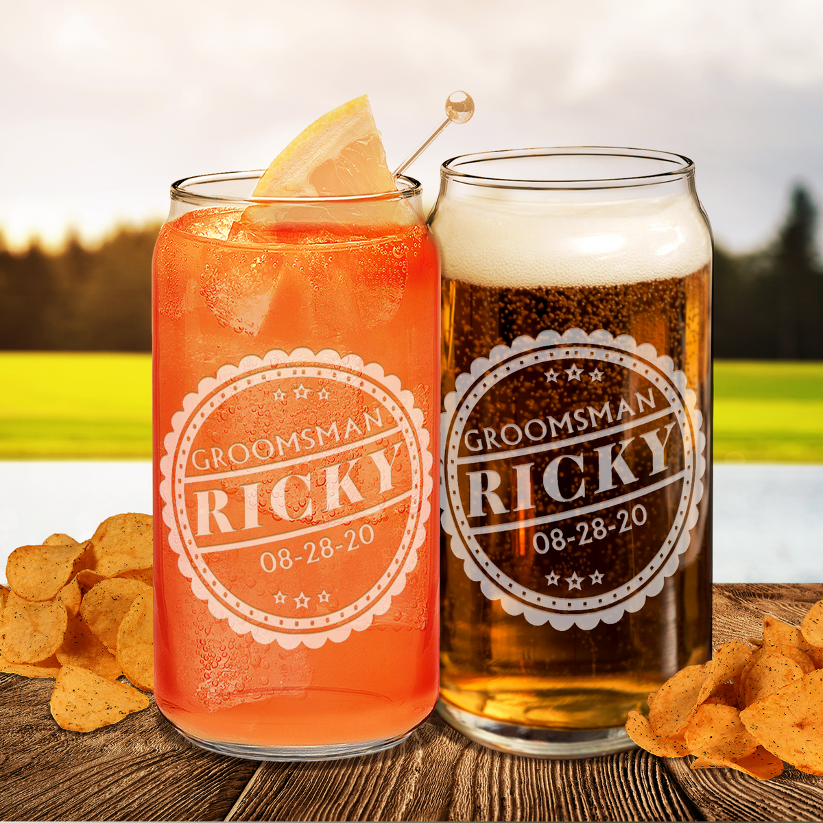  Personalized Groomsman Crest Etched on Glass