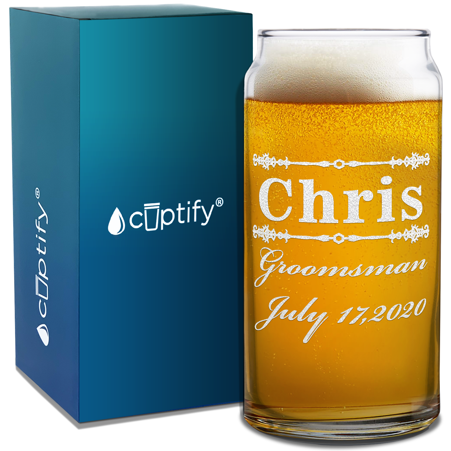  Personalized Groomsman Elegant Etched on Glass