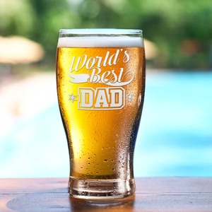 World's Best Dad Etched on 20 oz Pub Glass