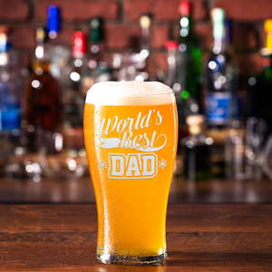 World's Best Dad Etched on 20 oz Pub Glass