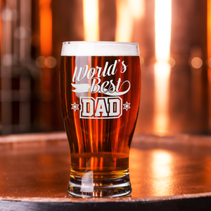 World's Best Dad Etched on 20 oz Pub Glass