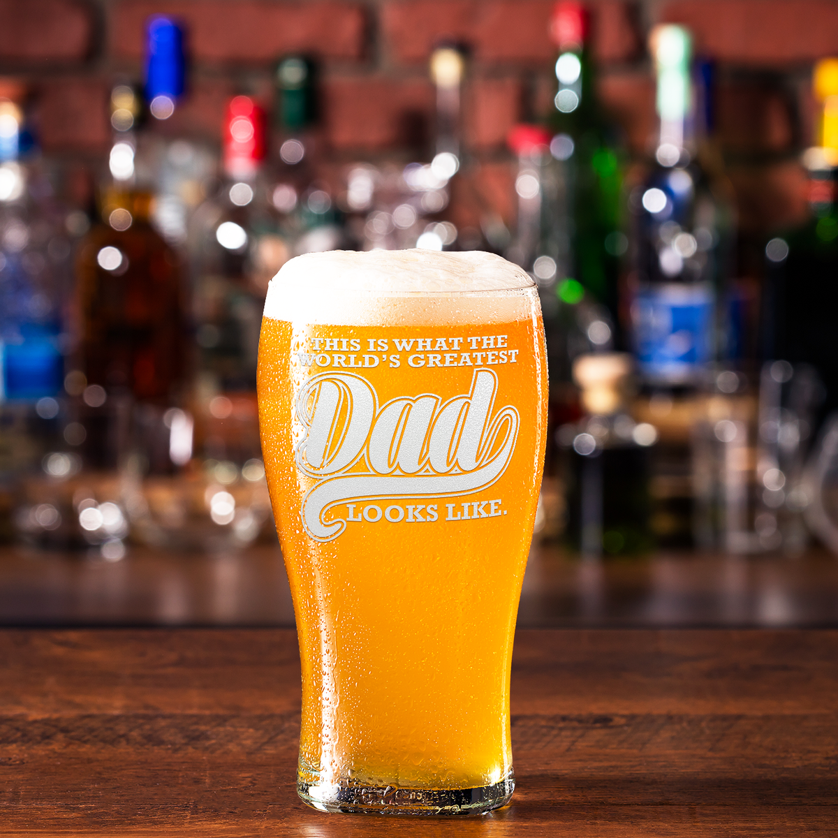 World's Greatest Dad Etched on 20 oz Pub Glass