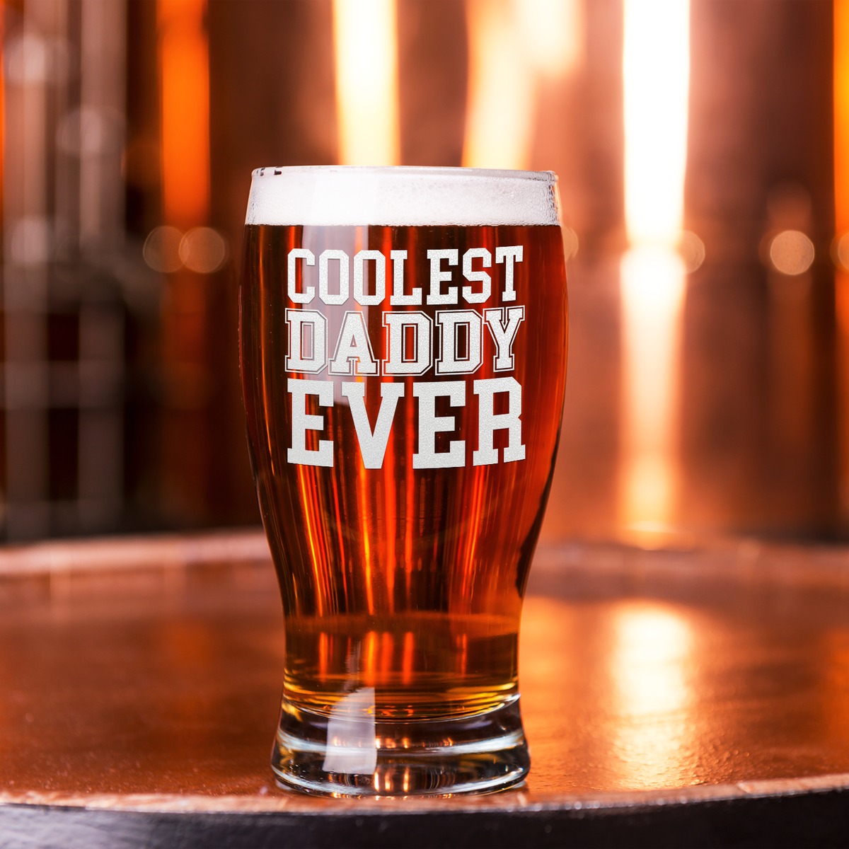 Coolest Daddy Ever Etched on 20 oz Pub Glass