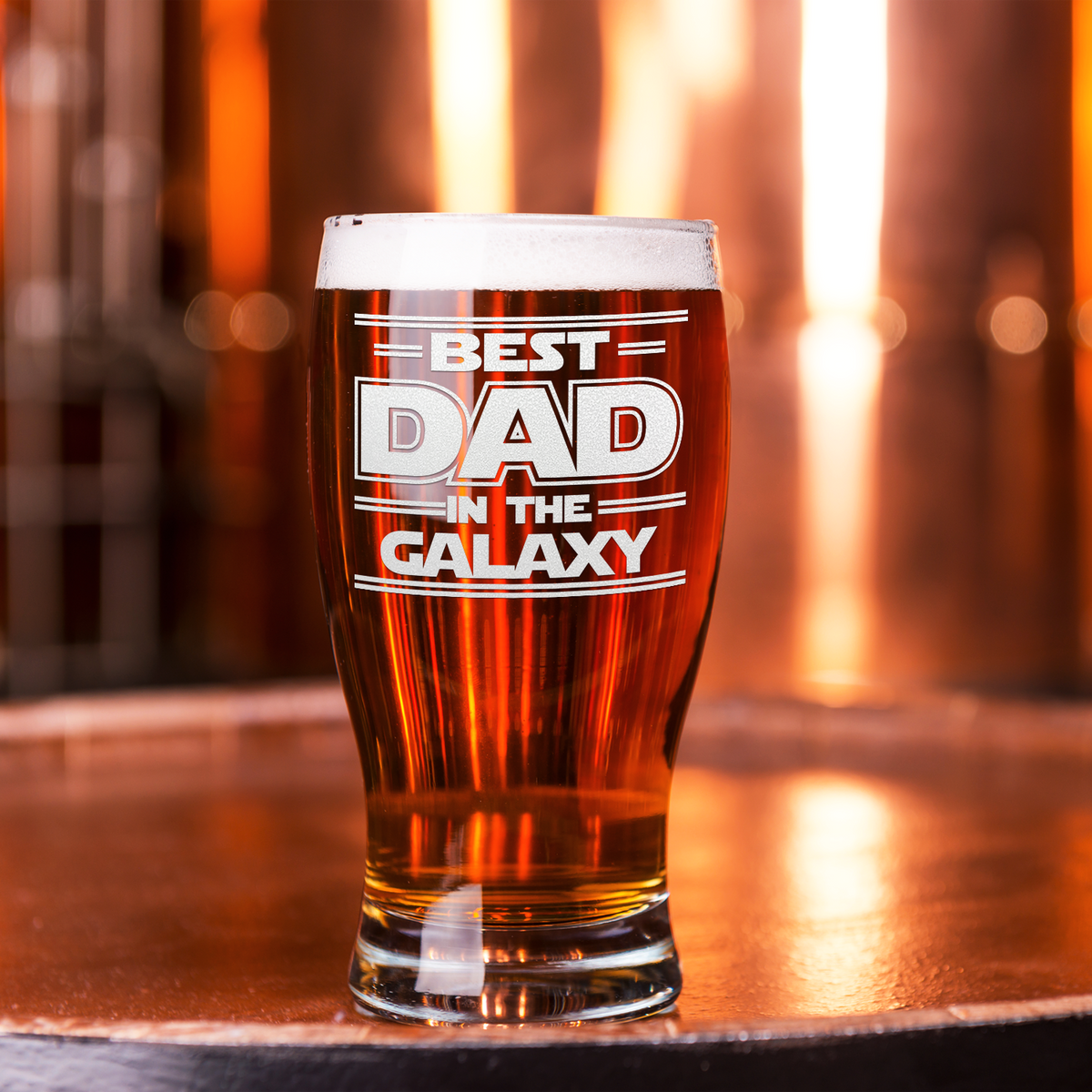 Best Dad In The Galaxy Etched on 20 oz Pub Glass