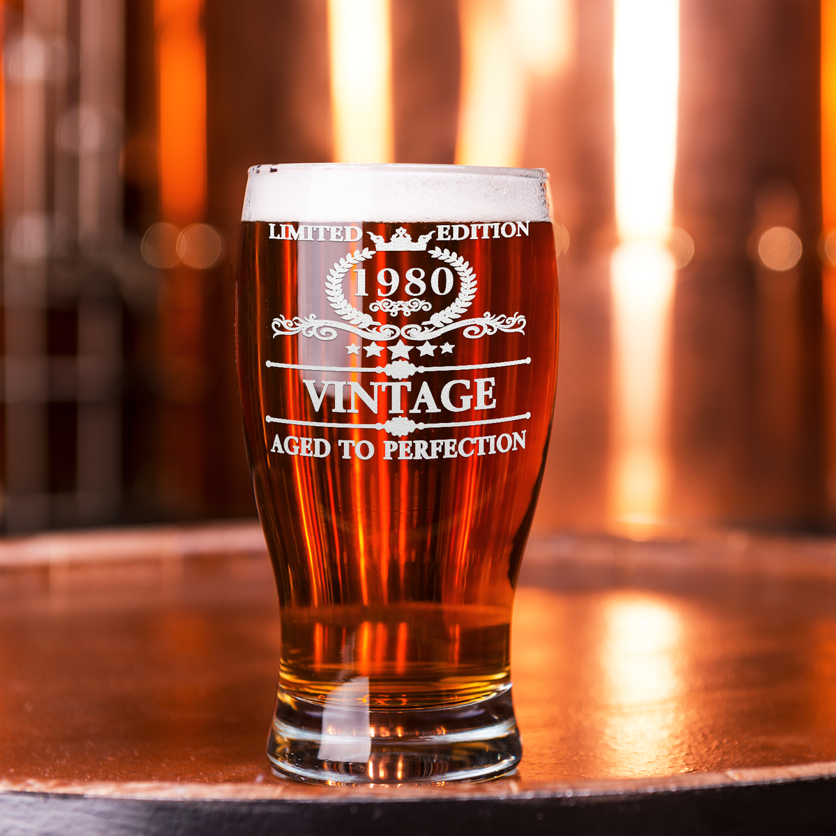 42nd Birthday Vintage 42 Years Old Limited Edition 1980 Etched on 20oz Pub Glass