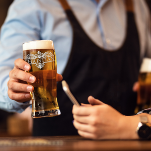 Personalized Vestige Monogram Etched 20 oz Beer Pub Glass