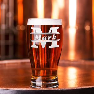 Personalized Initial Classic Block Etched 20 oz Beer Pub Glass