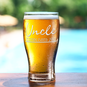 Uncle Established 2022 Etched on 20 oz Pub Glass