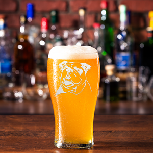 Bulldog Head Etched 20 oz Beer Pub Glass
