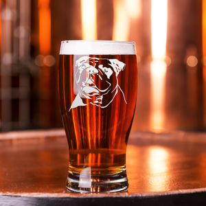 Bulldog Head Etched 20 oz Beer Pub Glass