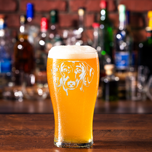 Dachshund Head Etched 20 oz Beer Pub Glass