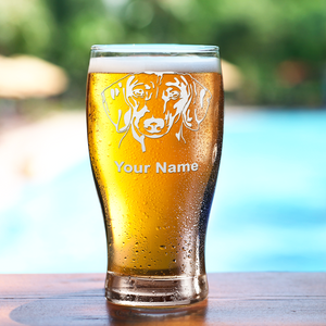 Personalized Dachshund Head Etched 20 oz Beer Pub Glass