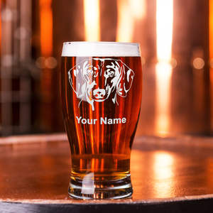 Personalized Dachshund Head Etched 20 oz Beer Pub Glass
