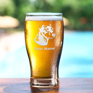 Personalized Doberman Pinscher Head Etched 20 oz Beer Pub Glass