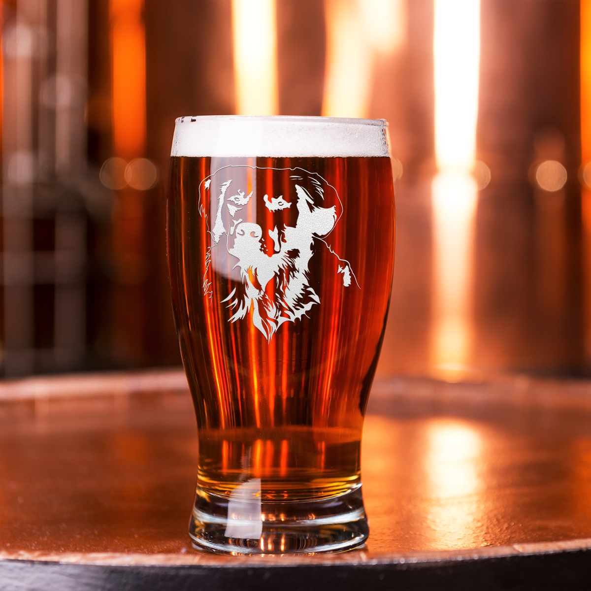 Golden Retriever Head Etched 20 oz Beer Pub Glass