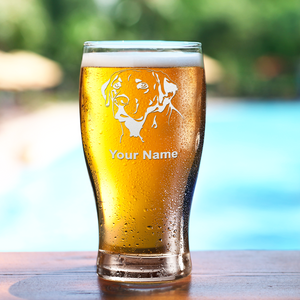 Personalized Labrador Head Etched 20 oz Beer Pub Glass