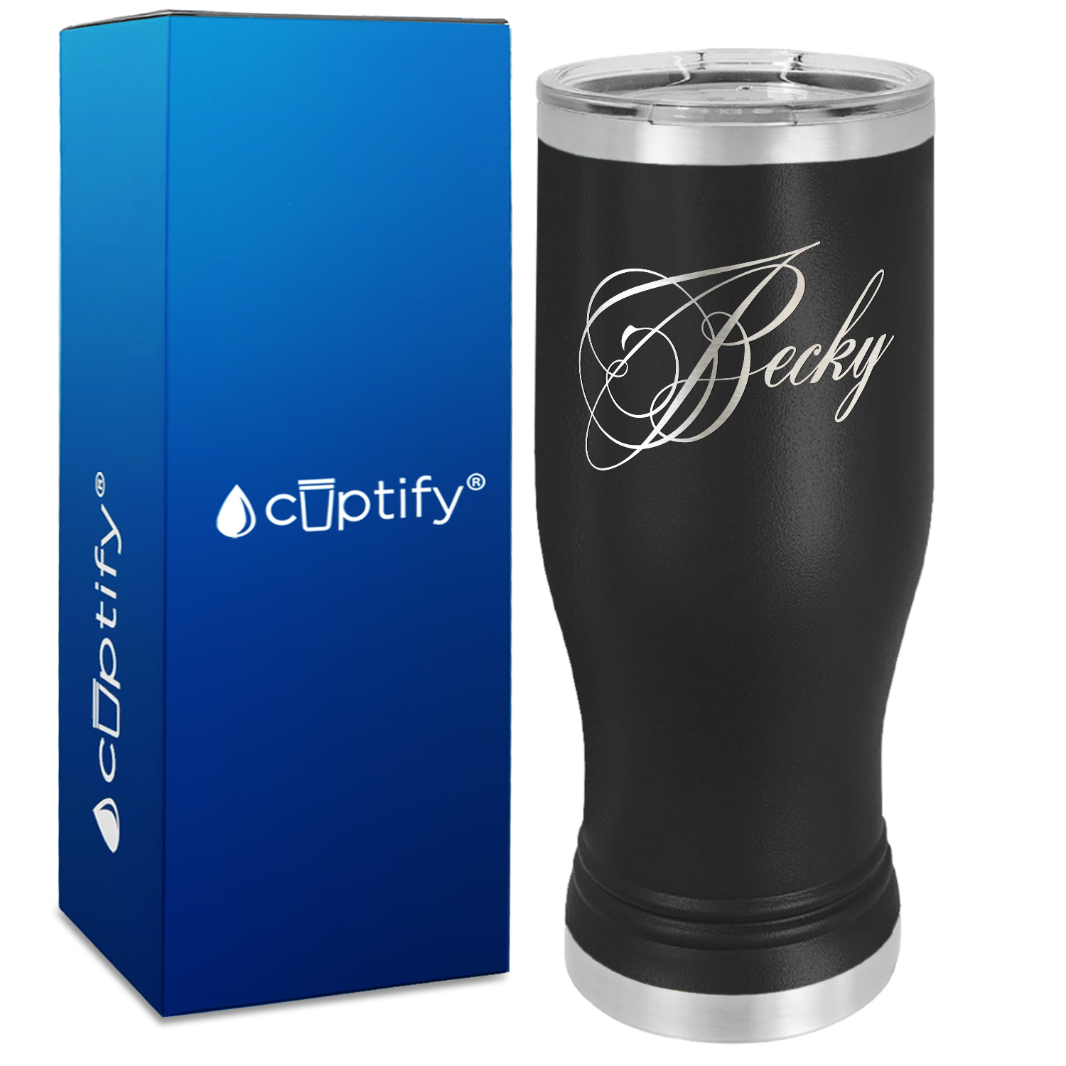 Personalized Decorative Script Engraved on 20oz Pilsner