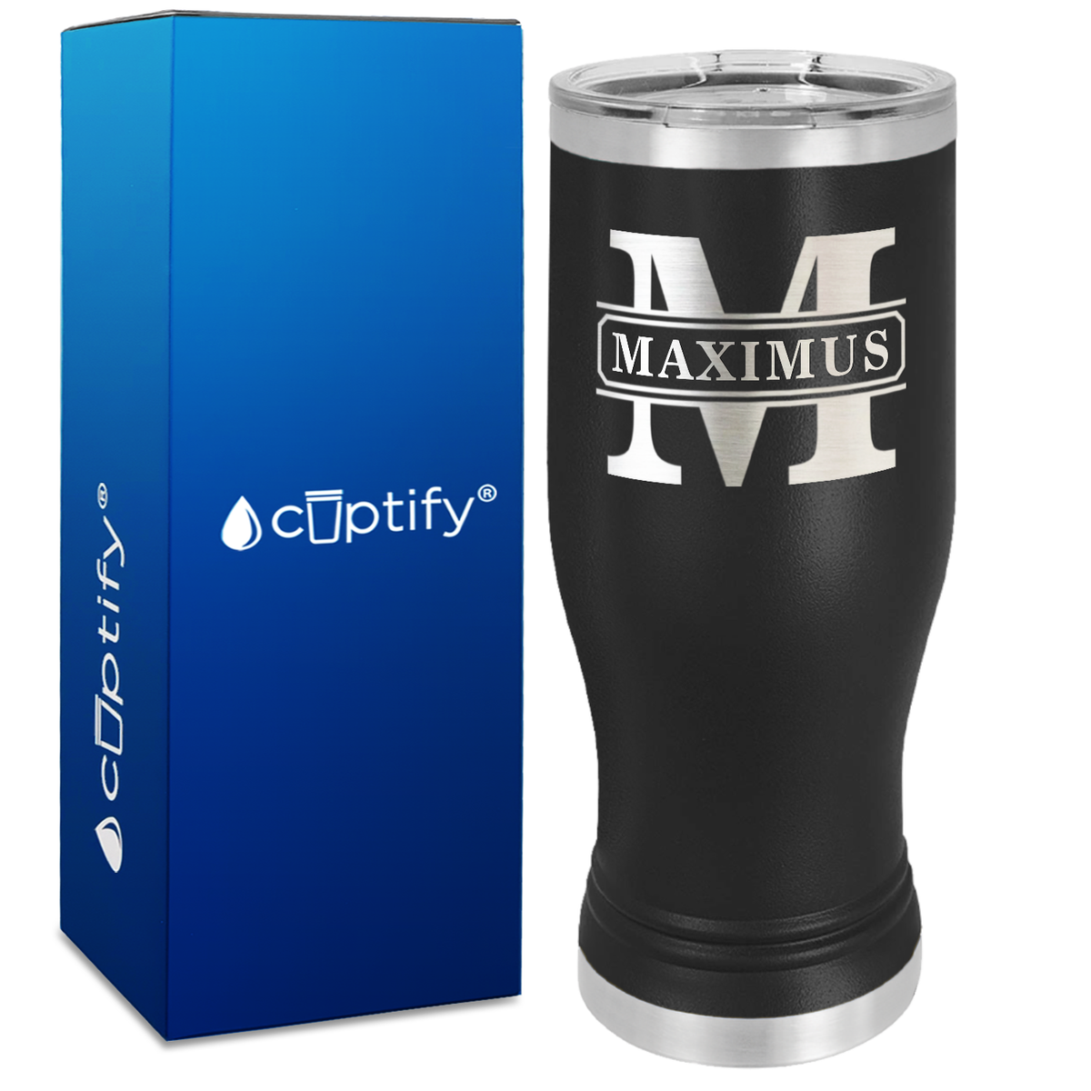 Personalized Vintage Block Engraved on 20oz Pilsner