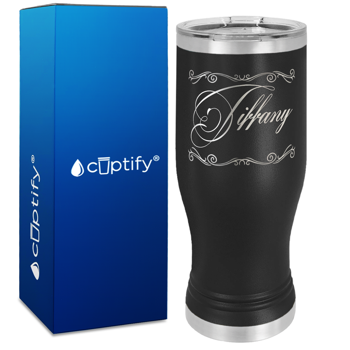 Personalized Scroll Script Engraved on 20oz Pilsner