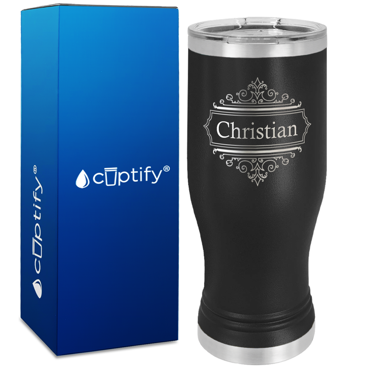 Personalized Crest Border Engraved on 20oz Pilsner