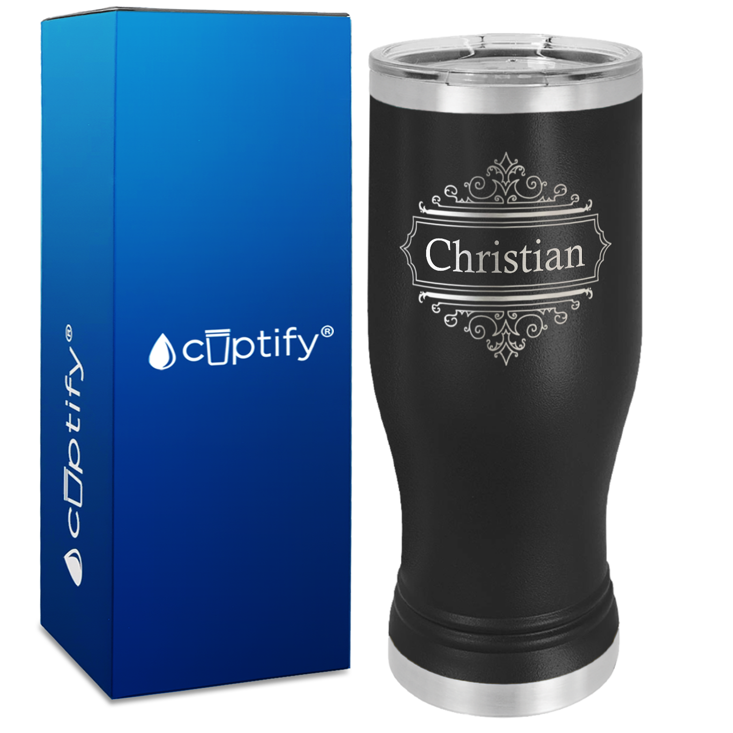 Personalized Crest Border Engraved on 20oz Pilsner