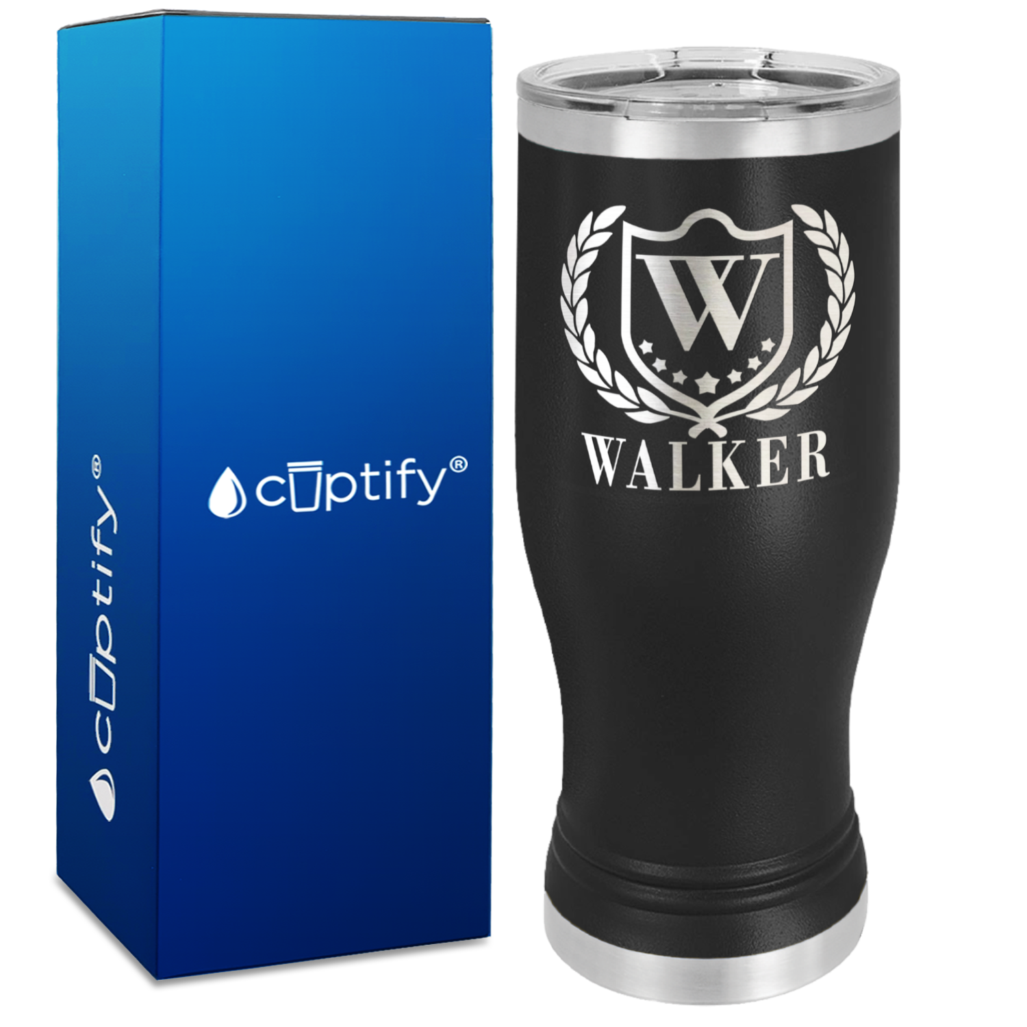 Personalized Monogram with Laurels Engraved on 20oz Pilsner