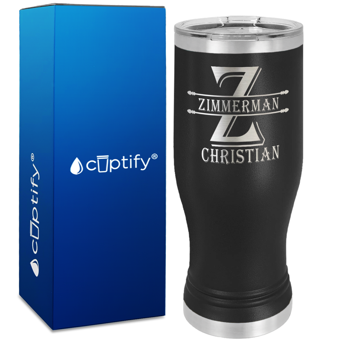 Personalized Initial Block Engraved on 20oz Pilsner