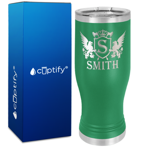 Personalized Monogram Initial Badge Crown Engraved on 20oz Pilsner