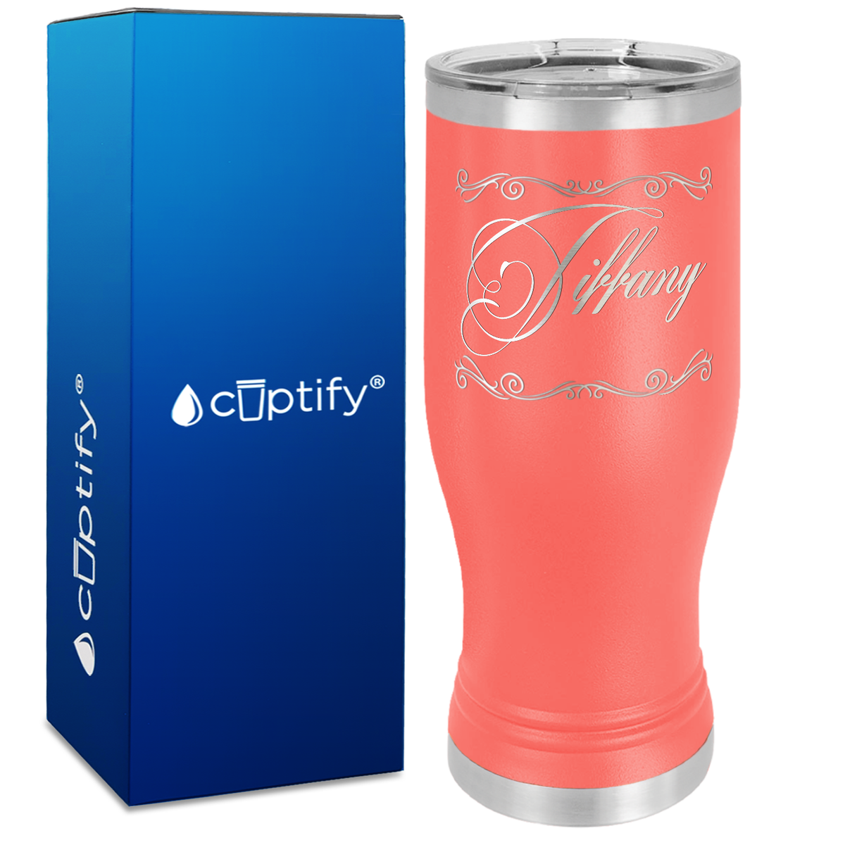 Personalized Scroll Script Engraved on 20oz Pilsner