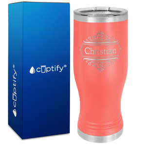 Personalized Crest Border Engraved on 20oz Pilsner
