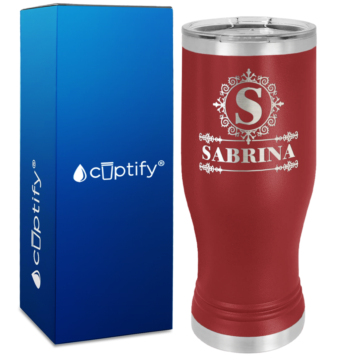 Personalized Ultramodern Initial and Name Engraved on 20oz Pilsner