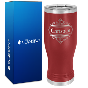Personalized Crest Border Engraved on 20oz Pilsner