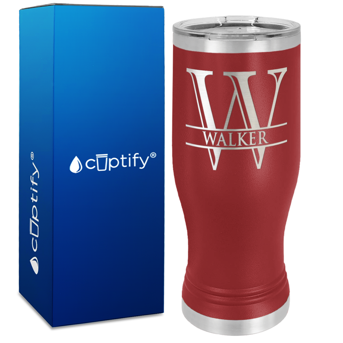 Personalized Split Script Engraved on 20oz Pilsner