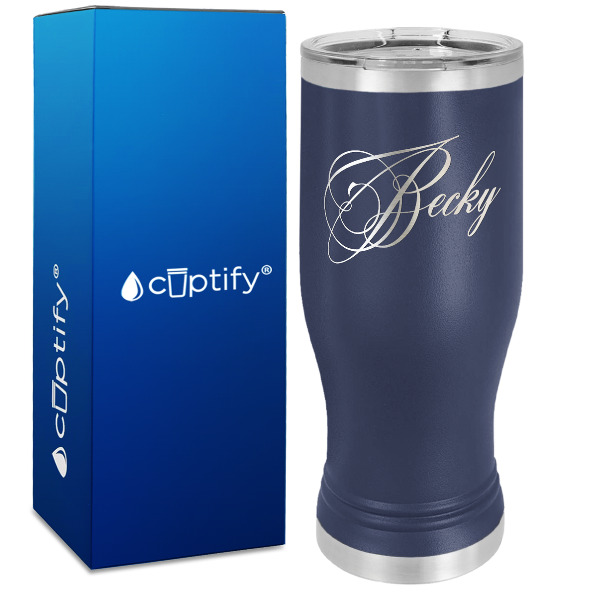 Personalized Decorative Script Engraved on 20oz Pilsner