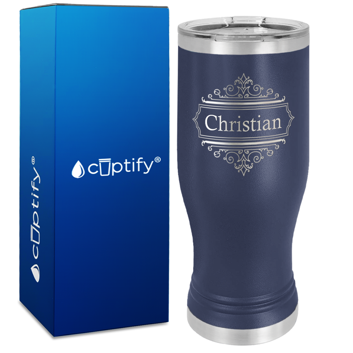 Personalized Crest Border Engraved on 20oz Pilsner