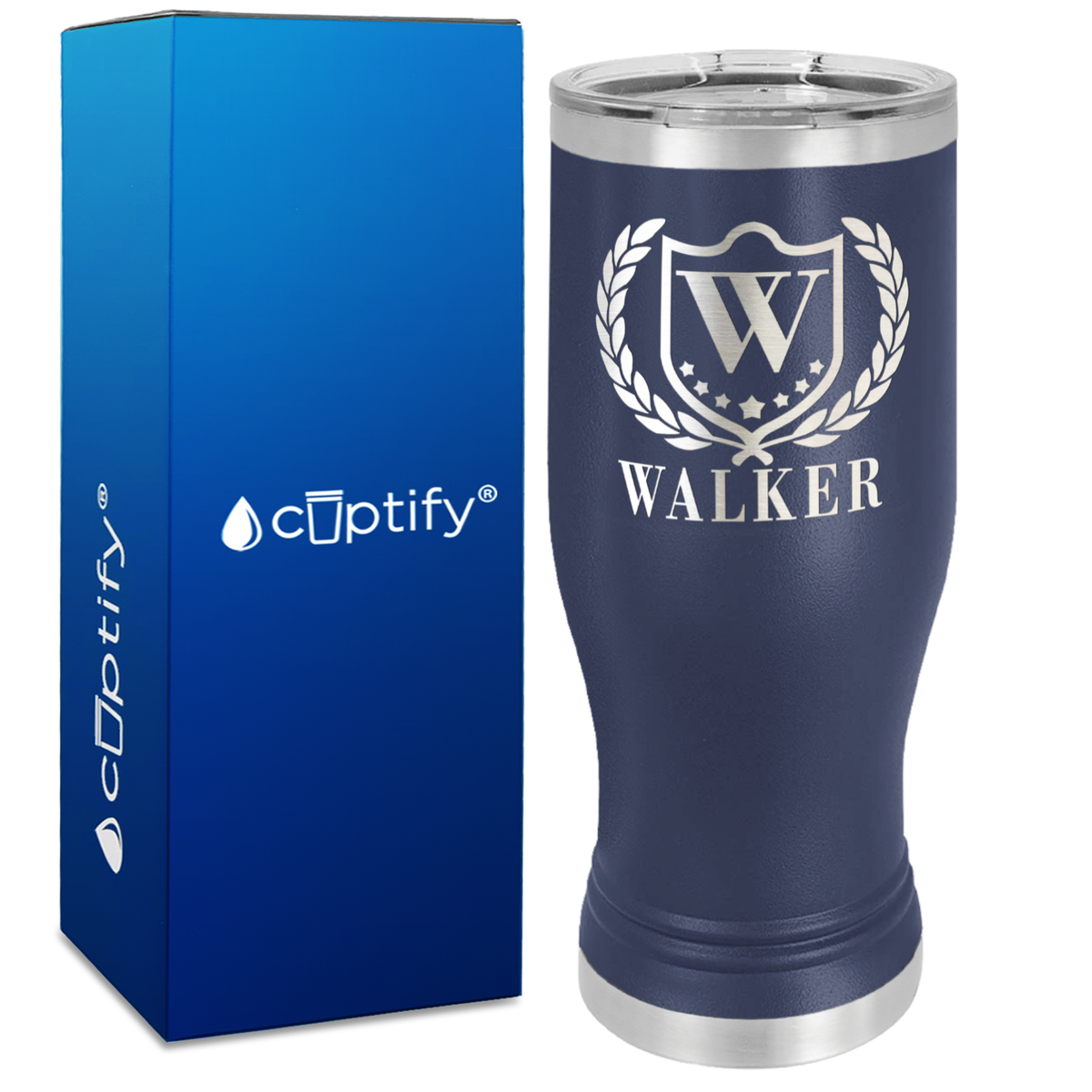 Personalized Monogram with Laurels Engraved on 20oz Pilsner