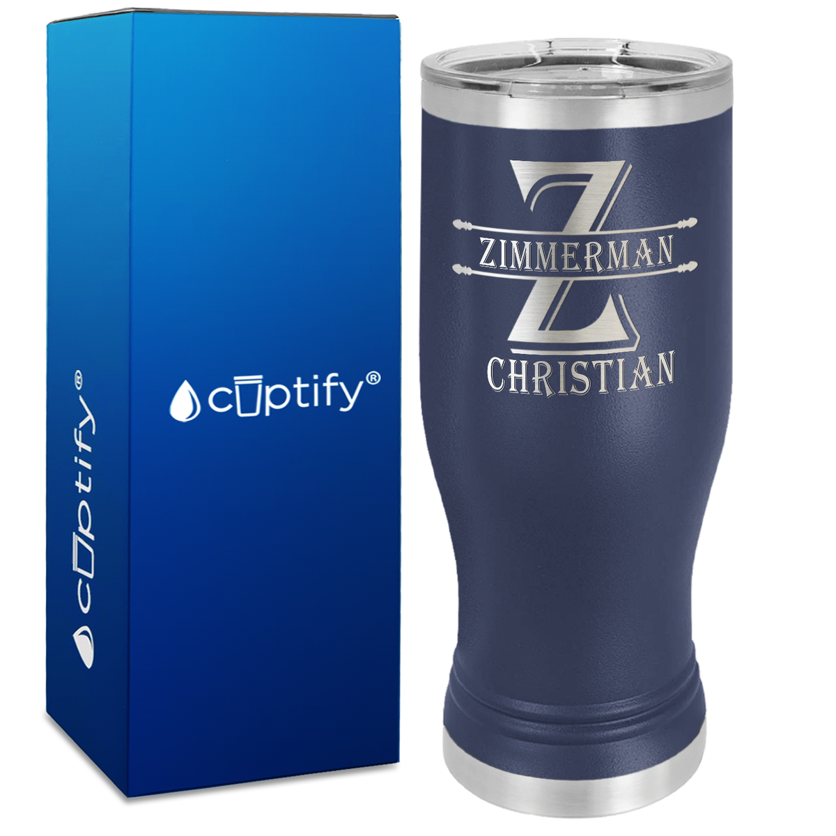 Personalized Initial Block Engraved on 20oz Pilsner