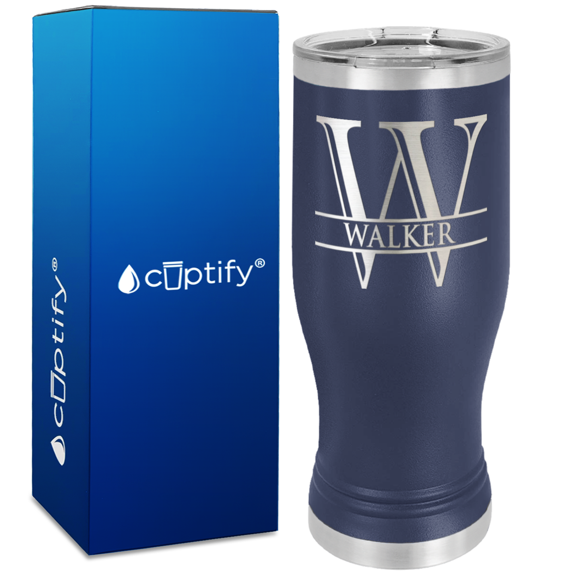 Personalized Split Script Engraved on 20oz Pilsner