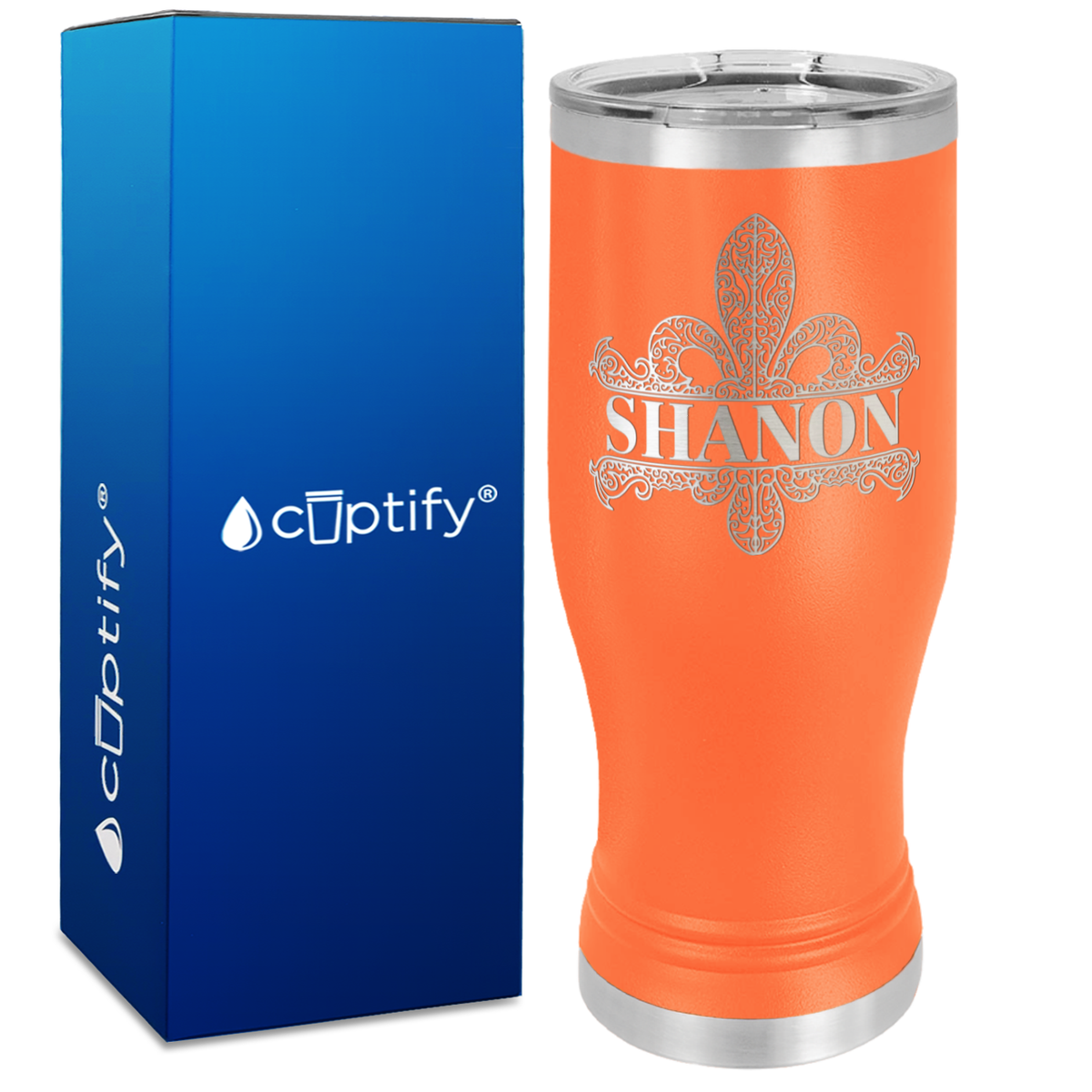 Personalized Fleur de Lis Engraved on 20oz Pilsner