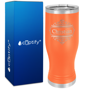 Personalized Crest Border Engraved on 20oz Pilsner