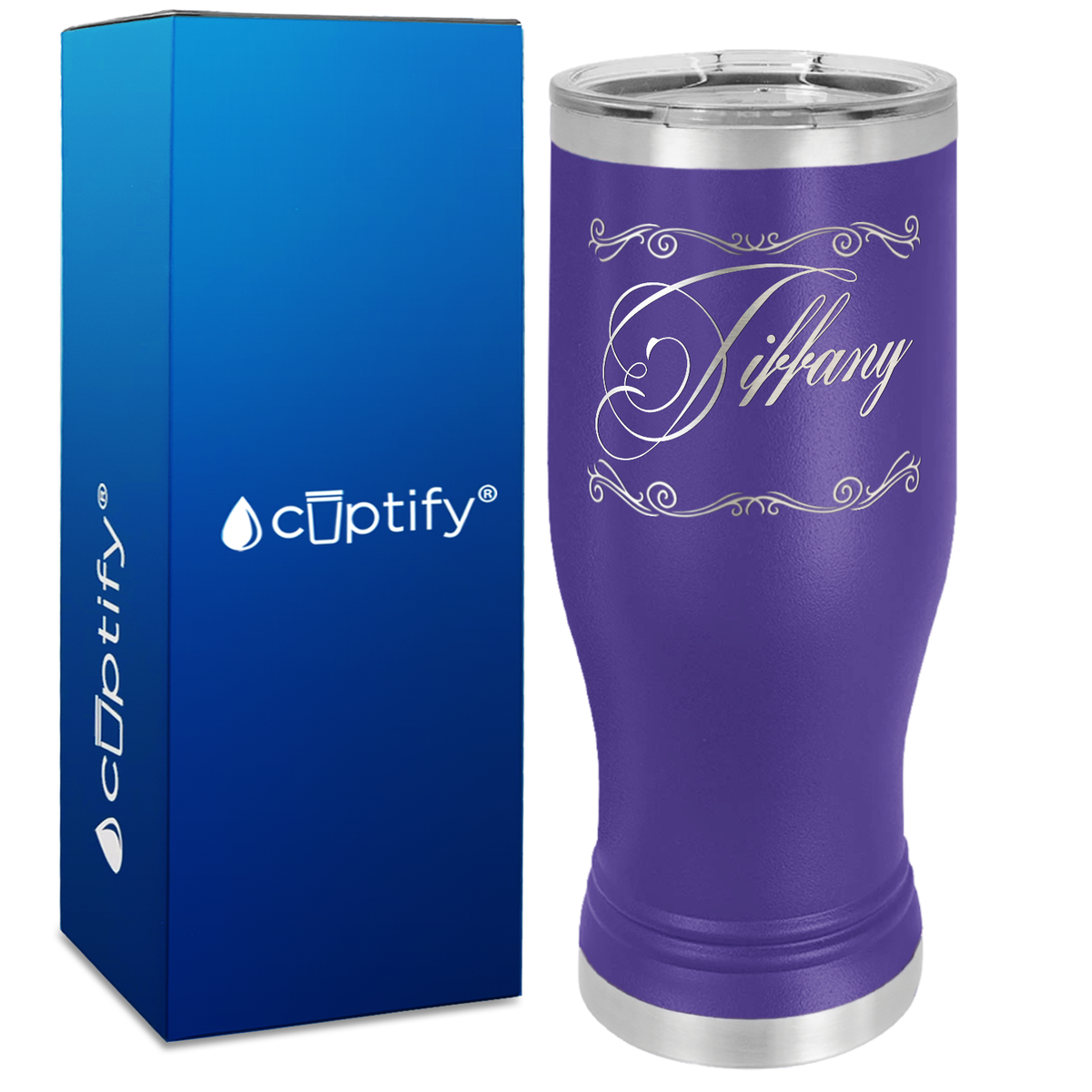 Personalized Scroll Script Engraved on 20oz Pilsner