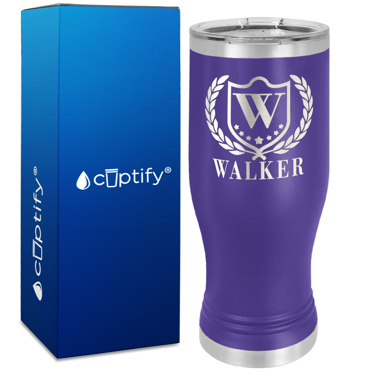 Personalized Monogram with Laurels Engraved on 20oz Pilsner