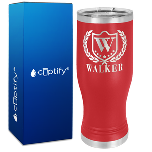 Personalized Monogram with Laurels Engraved on 20oz Pilsner